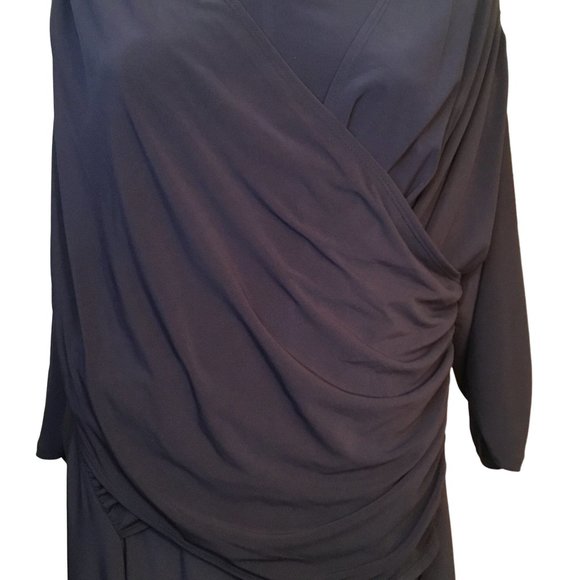 Navy Blue Wrap Front Midi Dress Quarter Length Sleeve New With Tags - Picture 2 of 8